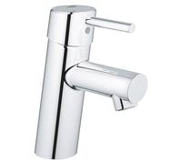 Grifo monomando para lavabo Concetto 23931_1 de GROHE, tamaño S, instalación de un solo orificio, cuerpo liso, sistema de desagüe con pulsador de 1 1/4", palanca metálica abierta, acabado cromado