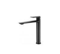 Grifo monomando para lavabo de caño alto con un diseño moderno de acabado negro mate Ural de Imex - Sin válvula