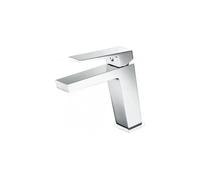 IMEX Grifo monomando para lavabo Suecia – latón cromado, caño recto, válvula click-clack