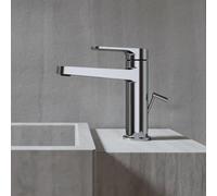 Grifo monomando para lavabo de la serie Steinberg 343, con juego de desagüe, altura de 16,2 cm
