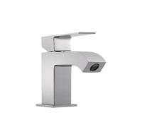 Grifo monomando para lavabo de latón con acabado cromado Cuadro TRES - Sin válvula click-clack