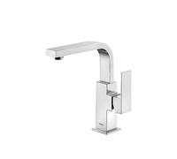 Grifo monomando para lavabo de latón con acabado cromado M Cuadro TRES - Con válvula click-clack