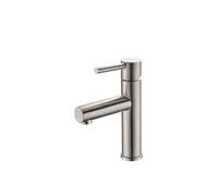IMEX Grifo monomando para lavabo empotrado Line – gris mate/champagne – click-clack níquel cepillado