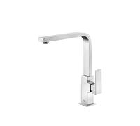 Grifo monomando para lavabo en forma de L de latón con acabado cromado Cuadro TRES - Sin válvula