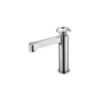 IMEX Grifo monomando para lavabo Suecia – latón cromado, caño recto, válvula click-clack