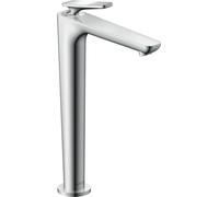 Grifo monomando para lavabo Hansgrohe Axor Citterio C, diseño CoolSt cubic cut, acabado cromo, modelo A, 158 mm, sin desagüe integrado.