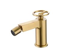 Grifo monomando sobre repisa para bidé fabricado en latón con acabado oro cepillado Olimpo de Imex - Oro / Sin válvula click-clack