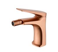 Grifo monomando sobre repisa para bidé fabricado en latón con acabado oro rosa cepillado Delos de Imex - Rosado / Con válvula click-clack oro rosa cepillado