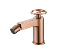 Grifo monomando sobre repisa para bidé fabricado en latón con acabado oro rosa cepillado Olimpo de Imex - Rosado / Sin válvula click-clack