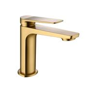 Grifo monomando sobre repisa para lavabo de latón con acabado oro cepillado Napoles de Imex - Oro / Sin válvula click-clack
