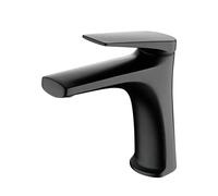 Grifo monomando sobre repisa para lavabo fabricado en latón con acabado negro mate Delos de Imex