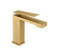 Grifo monomando sobre repisa para lavabo hecho de latón con acabado oro cepillado Pisa de Imex - Con válvula click-clack oro cepillado