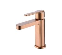 Grifo monomando sobre repisa para lavabo hecho de latón con acabado oro rosa cepillado Roma de Imex - Rosado / Sin válvula click-clack