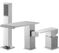 Grifo para bañera romana, grifo de cascada para bañera, grifos para bañera romana de tres orificios con cabezal de ducha y una palanca, grifos para bañera romana para lavar mascotas y para el baño de 