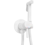 Rea LUNGO LOOP GRIFO DE BIDET EMPOTRADO BLANCO Pulverizador de Latón de Pared Mezclador de Agua Fría y Caliente con Ducha de Mano para Inodoro (Blanco)