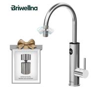 Grifo para calentador de agua, calentamiento instantáneo, boquilla giratoria de 360 grados, modelo KM12pro-plata, compatible con enchufes de la UE