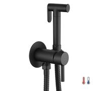 Grifo para el WC con ducha de mano, Black higiene íntima para sustitución del bidet, monomando agua fría y caliente con ducha de mano. Diseño redondo