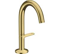 Grifo para lavabo AXOR ONE Select 140 m, con sistema de desagüe, conexión de 1 1/4 pulgadas, acabado cepillado en latón cepillado