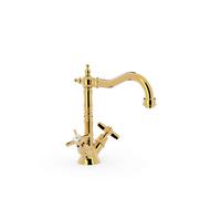 Grifo para lavabo bimando con caño giratorio y acabado oro CLASIC TRES