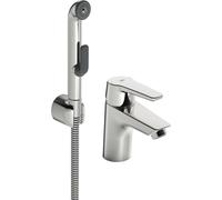 Grifo para lavabo de la serie Oras Saga, con ducha de bidé integrada, sin válvula de desagüe