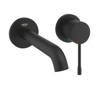 Grifo para lavabo Essence - 2 orificios Talla M, montaje en pared, limitador de caudal 5,7 l/min, sin elemento incorporado, caño 188 mm, negro mate