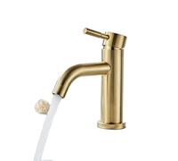 Grifo para lavabo, fabricado en latón macizo, diseño contemporáneo, estilo 2, acabado dorado cepillado