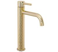 REA Grifo monomando para baño, grifo mezclador para lavabo, altura 28cm, grifo de cocina de acero inoxidable dorado