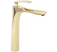 Rea ORBIT GOLD GRIFO DE LAVABO ALTO Grifo monomando para baño de latón Grifo monomando para lavado a mano ajustable en frío y caliente (dorado)