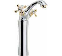 Grifo para lavabo Sapho ANTEA, modelo alto, con juego de desagüe, altura de 245 mm, acabado cromado/dorado