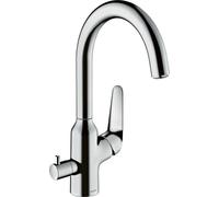 Grifo para lavaplatos, DN 15, con válvula de cierre para electrodomésticos, acabado cromado, caño giratorio de 220 mm, con válvula de retención
