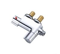 Grifo termostático de ducha de latón cromado con conector G de 1/2 pulgadas, rango de temperatura de 20 a 60 °C, para baño, autocaravana y camping, plata