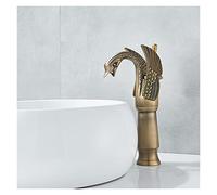 Grifos de lavabo, Golden Classic Bathroom Faucet High Short opcional Forma de pájaro Bubbler Gentle Efluente Hot and Frie Acoplicado Grifo(Antique Brass Tall)