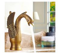 Grifos de lavabo, Golden Classic Bathroom Faucet High Short opcional Forma de pájaro Bubbler Gentle Efluente Hot and Frie Acoplicado Grifo(Antique Brass Short)