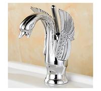 Grifos de lavabo, Golden Classic Bathroom Faucet High Short opcional Forma de pájaro Bubbler Gentle Efluente Hot and Frie Acoplicado Grifo(Chrome Short)