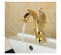 Grifos de lavabo, Golden Classic Bathroom Faucet High Short opcional Forma de pájaro Bubbler Gentle Efluente Hot and Frie Acoplicado Grifo(Golden Short)