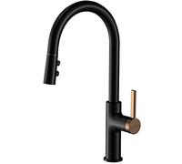 Grifos para Fregadero de Cocina Grifos para Fregadero de Cocina Grifo de Cocina de Control Dual frío y Caliente Negro, Grifo para Fregadero con Tirador hacia Abajo, Mezclador Monomando de Agua fría y