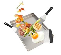 GriHero Plancha universal de acero inoxidable de 40 x 30 cm, con espátula, juego de accesorios para Weber, barbacoa de carbón y la mayoría de barbacoas de gas