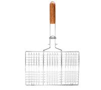 Grill Basket, BBQ Wire Mesh Grill Net Barbacoa Profesional Clip de Pescado a la Parrilla con Mango de Madera para Pescado, Verduras, Carne y Muchos Otros Alimentos