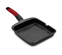 BRA Premiere | Grill con rayas 28 cm, Aluminio Fundido, Tricapa con Revestimiento Antiadherente reforzado sin PFOA, apto para todo tipo de Cocinas incluida Inducción, color Rojo
