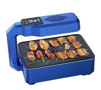 Grill Electrico Sin Humo para Interior Pantalla LCD Timer | Parrilla Electrica Sin Humo 850W Placa Grande Temporizador para Fiesta Camping Barbacoa