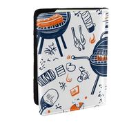 Grill for Fire - Funda organizadora para pasaporte de piel sintética para viajes, para hombres y mujeres, 6.5 pulgadas, Black, Talla única
