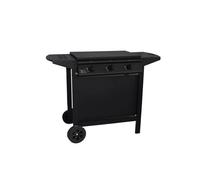 Grill Garden Barbacoa con plancha de gas de 3 quemadores con tapa protectora y encendido piezoeléctrico - Negra