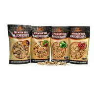 grillart Premium BBQ - Juego de 4 virutas para ahumar para barbacoa para un aroma especial de humo, madera ahumada muy activa/virutas de madera, pack de 4 bolsas de 750 g