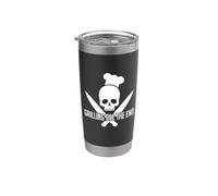 Grilling till the End Calavera gorro de cocinero BBQ Master Vaso térmico de acero inoxidable de doble pared