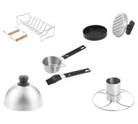 GRILLMEISTER Asador de pollos / Soporte para costillas / Molde para hamburguesas / Set de marinado / Campana para hamburguesas