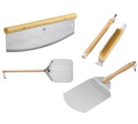 GRILLMEISTER Pala para pizza/ Pala para pizza (plegable)/ Cortador de pizza/ Cepillo para horno de pizza