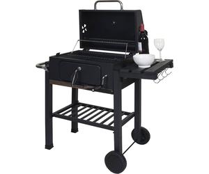 Grillwagen HWC-K93, parrilla de carbón, modelo de pie, barbacoa, para jardín, con tapa y estantes, acero, 110x100x51 cm, color
