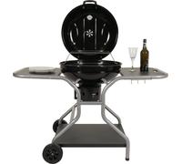 Grillwagen HWC-N16, parrilla de carbón, parrilla esférica para jardín con tapa, tres estantes, acero esmaltado, 143x131x66 cm, color