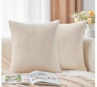 GriNeed - Fundas de almohada de 45 x 45 cm, juego de 2 fundas de almohada neutras beige, fundas de almohada suaves de terciopelo rústico moderno para sofá, cama, decoración bohemia del hogar, fundas