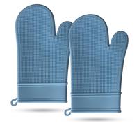 Grip - Juego de guantes de horno de silicona resistentes al calor y antideslizantes, impermeables, sin BPA, guantes de horno antideslizantes para cocinar, barbacoa, cocina, paquete de 2 unidades (azul
